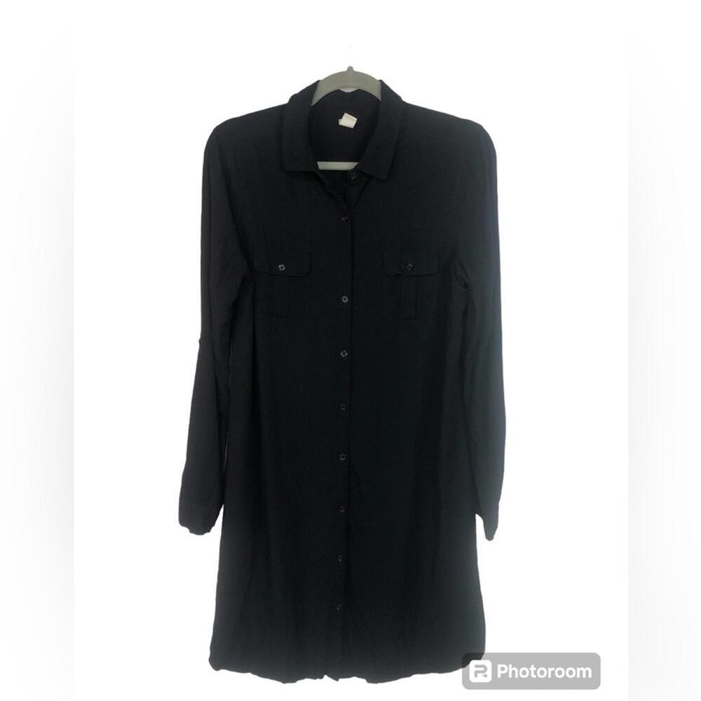 Old Navy Shirt Dress Long Sleeve w/Tab to Roll Sleeves Front Pockets No Belt